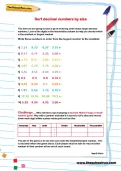 Sort decimal numbers by size worksheet