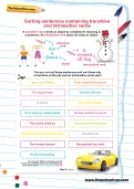 Sorting sentences containing transitive and intransitive verbs worksheet