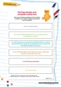 Sorting simple and complex sentences worksheet