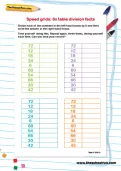 6 times table division speed grids worksheet