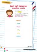 Spell high-frequency question words worksheet