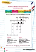 Spelling patterns crossword: words containing 'sc' pronounced /s/