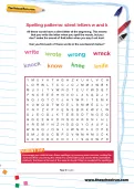 Wordssearch with silent letters w and k