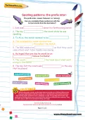 Spelling patterns: the prefix inter- football worksheet