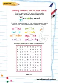 Spelling patterns: ‘wa’ or ‘qua’ words worksheet