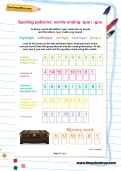 Spelling patterns: words ending -que / -gue worksheet