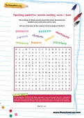 Spelling patterns wordsearch: words ending -sure / -ture