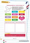 Spelling patterns: words ending -ve worksheet
