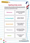 Spelling tricky words Y6 worksheet