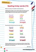 Spelling tricky words Y2 worksheet