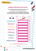 Spelling unstressed vowel words worksheet