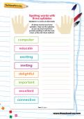 Spelling words with three syllables worksheet