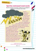 Spot the unstressed vowel words worksheet