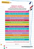 Statement, question, exclamation or command? Football worksheet
