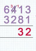 Subtracting four digit numbers using column subtraction tutorial