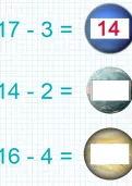 Subtracting a one-digit number from a two-digit number under 20 tutorial