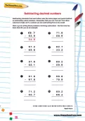 Subtracting decimal numbers worksheet