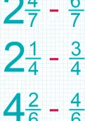 Subtracting fractions including mixed numbers tutorial