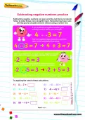 Subtracting negative numbers practice worksheet
