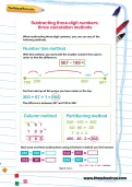 Subtracting three-digit numbers worksheet