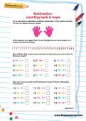 Subtraction counting back in hops worksheet
