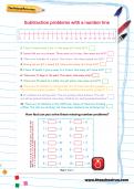 Subtraction problems with a number line worksheet