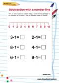 Subtraction with a number line worksheet