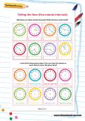 Telling the time (five-minute intervals) worksheet