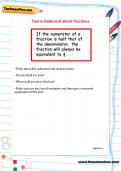 Test a statement about fractions worksheet