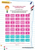 Three-digit place value matching cards