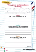 Time, place and experience in writing worksheet