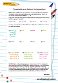 Times table and division facts practice worksheet