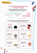 Transitive and intransitive verbs: writing sentences worksheet