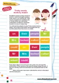 Tricky words memory match worksheet