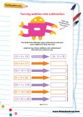 Turning addition into subtraction worksheet