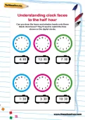 Understanding clock faces to the half hour worksheet