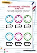 Understanding clock faces to the hour worksheet