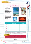 Use everyday objects to work out perimeters and areas worksheet