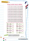 Using a number square: addition worksheet