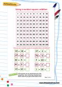 Using a number square: addition worksheet