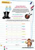 Using alliterative adjectives and nouns worksheet