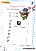 Using bullet points in lists worksheet