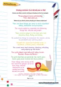 Using colons to introduce a list football worksheet