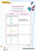 Using commas in a list worksheet