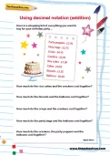Using decimal notation (addition) worksheet