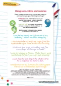 Using semi-colons and commas worksheet