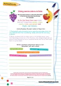 Using semi-colons in lists worksheet