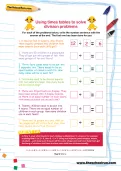 Using times tables to solve division problems worksheet