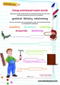 Using unstressed vowel words worksheet