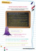Verbal reasoning worksheet: Algebra practice